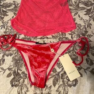 String Gucci bikini Hot Pink Velvet GG  bottom only 👙NWT